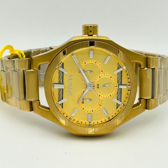 BRAND NEW Invicta Mens Bolt 48mm Gold Dial 22k Gold Tone Stainless Steel Watch - Picture 6 of 9